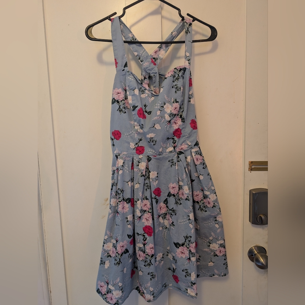 Baby blue floral retro dress